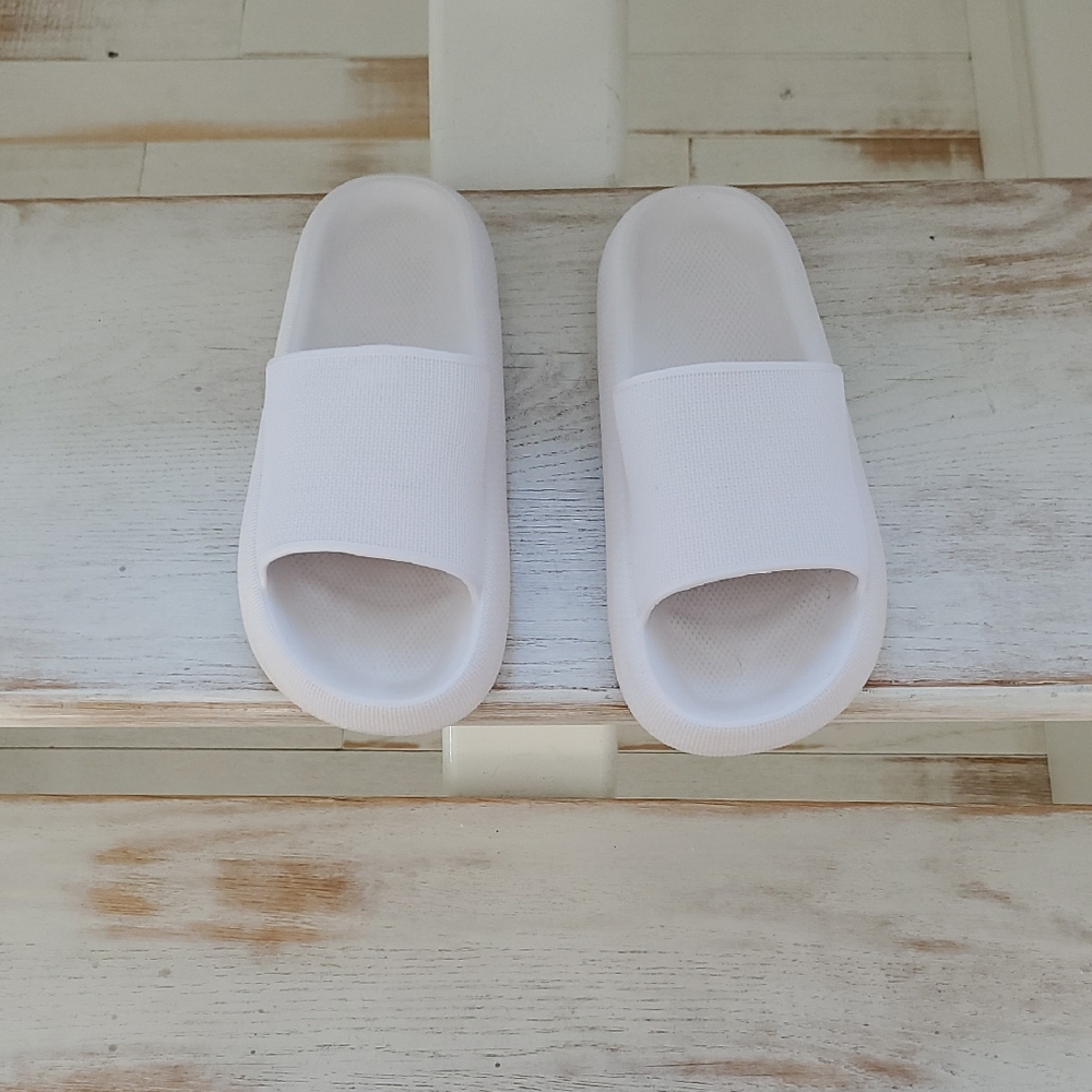 White Slide Sandals